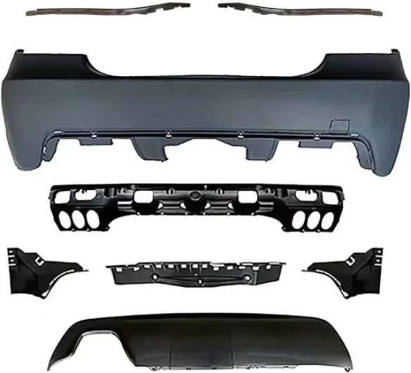 Pare-Choc arrière avec marquages pour BMW 5 Series E60 2003-2010 Noir 8 Pieces