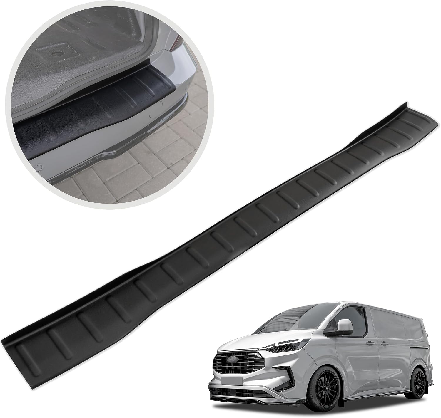 Protection de Pare-Chocs Arrière Compatible avec Ford Transit Custom 2023+ - Plastique ABS, Mat, Noir ; Protection de Seuil de Coffre pour Protéger Votre Voiture des Rayures 5-Noir