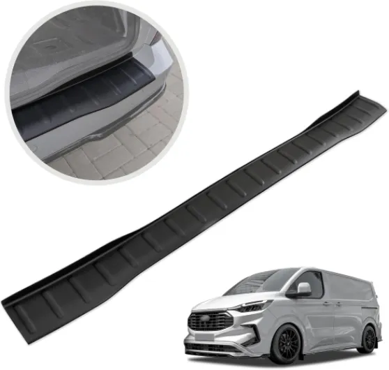 Protection de Pare-Chocs Arrière Compatible avec Ford Transit Custom 2023+ - Plastique ABS, Mat, Noir ; Protection de Seuil de Coffre pour Protéger Votre Voiture des Rayures 5-Noir