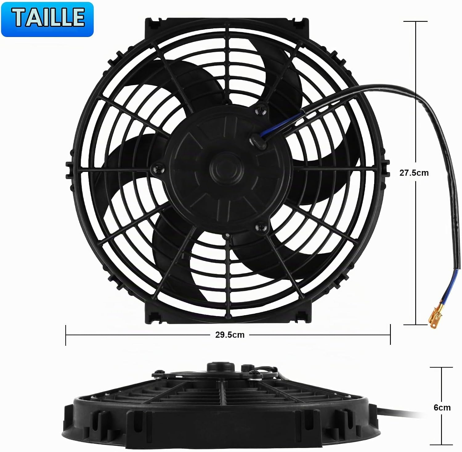 DOCAS 10 Pouces 12V 80W Ventilateur de refroidissement électrique universel, ventilateur montage radiateur réversible Refroidissement pour moteur de voiture