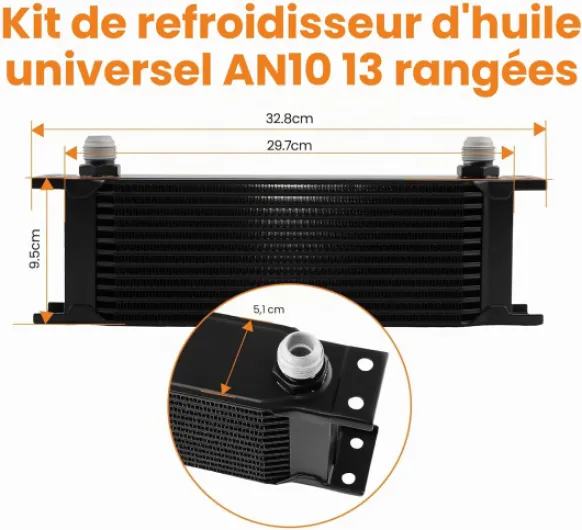 Refroidisseur d'huile universel 13 rangées AN10 Noir 13Row