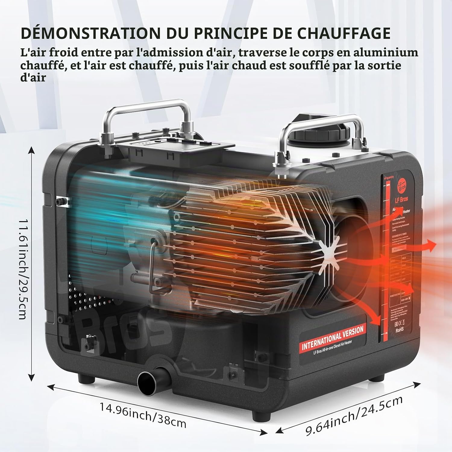 Réchauffeur Diesel 5kw, Chauffage de Stationnement 12V/ 24V/ 220V Tout-en-un, Chauffage Diesel Portable de Nuit Avec Télécommande pour Camping - Car, Fourgonnette, Tente, Garage (Blanc)