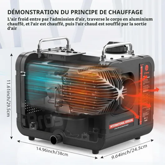 Réchauffeur Diesel 5kw, Chauffage de Stationnement 12V/ 24V/ 220V Tout-en-un, Chauffage Diesel Portable de Nuit Avec Télécommande pour Camping - Car, Fourgonnette, Tente, Garage (Blanc)