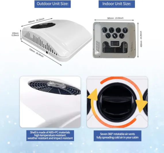 Climatiseur électrique de toit pour stationnement 12V pour VR 8800BTU - Unité DC 12 volts pour autocaravane, camping-car, utilitaire, bateau et remorques - Chauffage et refroidissement