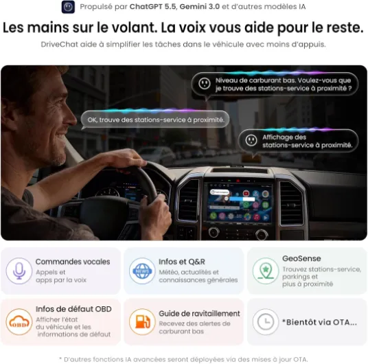 A6PF 7 Pouces Android Autoradio 2 DIN, CarPlay/Android Auto sans Fil A6 PF 7Inch (A)