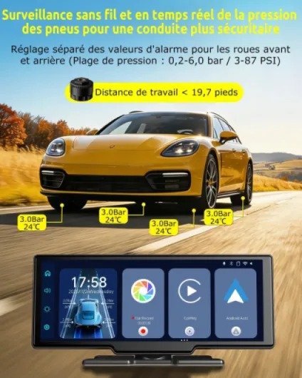 ESSGOO 10.26 Pouces Écran Voiture CarPlay avec Surveillance Pression Pneus 10,26 Pouces