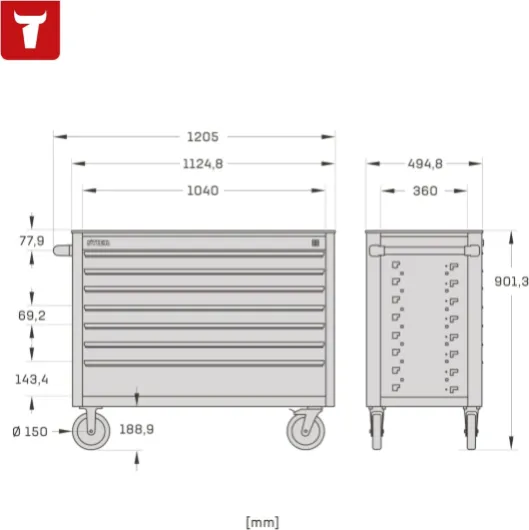 Servante d'atelier STIER XXL Vide 7 Schubladen