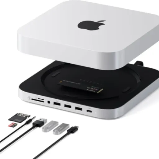 Avis Satechi Hub & Support Mac Mini avec Boîtier SSD M.2 : centraliser les ports et le stockage sous le Mac