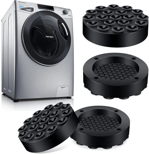 Zikenis Tapis Anti Vibration Machine a Laver Universel Universel, 4 Pièces Tampon en Silicone Tapis Machine à Laver Anti Vibration pour Machines à Laver, Séchoir, Réfrigérateur, Tableau