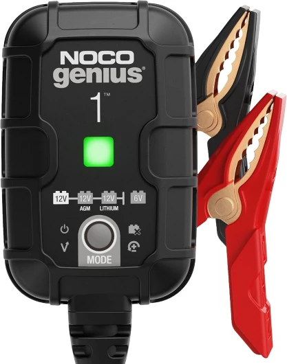 GENIUS1EU, Chargeur de Batterie de Voiture 1A, Chargeur de Batterie 6V et 12V, Mainteneur de Batterie, Chargeur d'entretien et Désulfateur pour Batteries Auto, Moto, Quad, AGM, Gel et Lithium