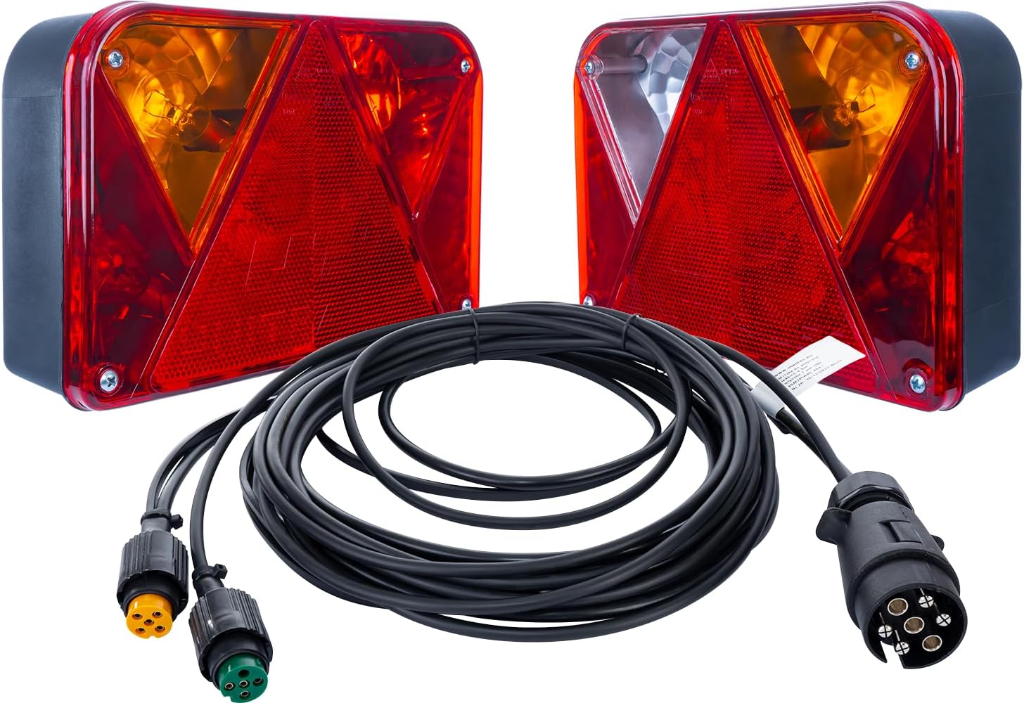 Feux Arriere Remorque - Kit Eclairage Remorque 7 Broches - Feu DPT 35 pour éclairage 12V et 24V - Faisceau 5 m