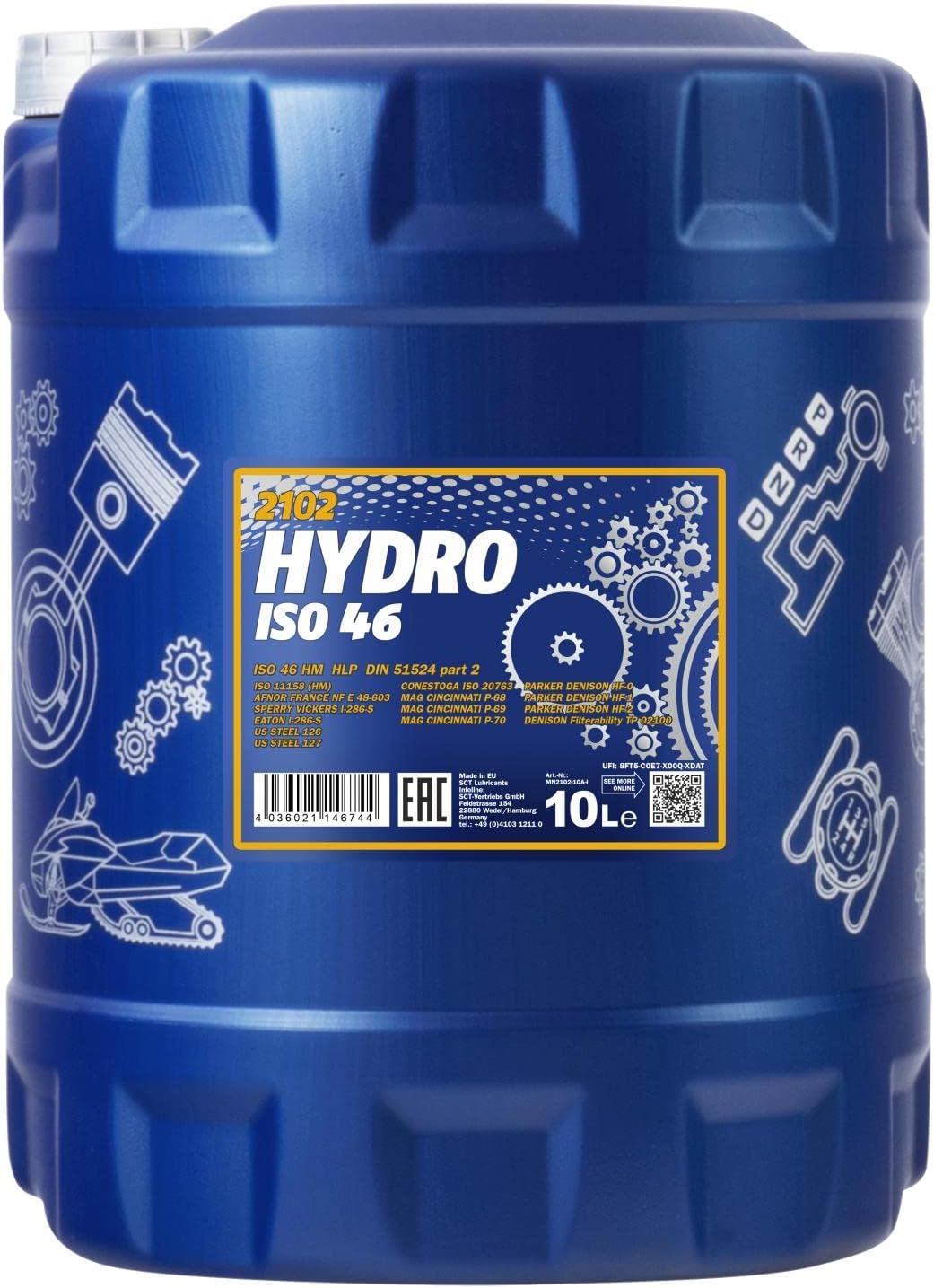 MANNOL Hydro ISO 46 Huiles Minérales hydrauliköl, 10 L