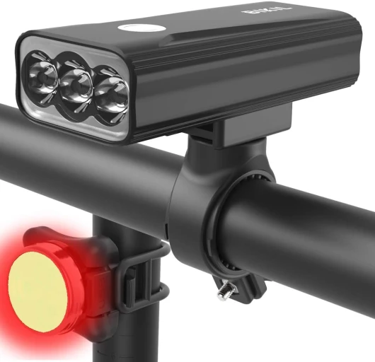 Lumiere Velo 6400mah Lampe Velo Rechargeable USB C Eclairage Velo a LED Puissant 2400 Lumens Lumière Velo Avant et Arrière étanche Phare Velo pour VTT Course Cycliste …