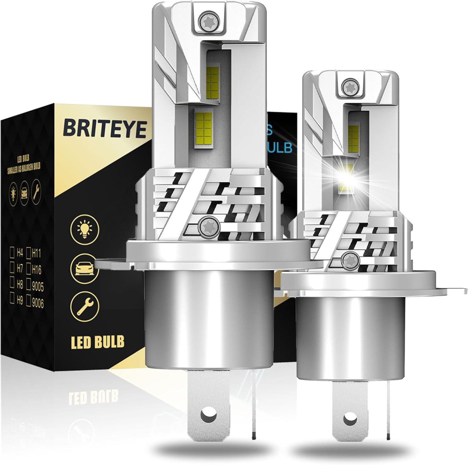 Ampoule LED H4 60 Watts 12000Lm 6500 Kelvin Augmentation de 400% de la luminosité Lumière Blanche Conception sans câble Plug and Play Pour Phares Voiture (2 Ampoule)