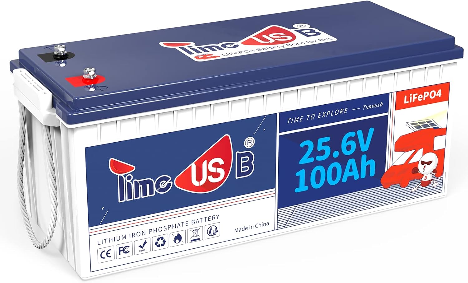 Batterie LiFePO4 24V 100Ah BMS 100A intégré Batterie au Lithium 2560Wh, 10 Ans de Durée de Vie avec cellules LiFePO4 de Classe A, Parfaite pour Camping-car Campeur Stockage d'énergie Van
