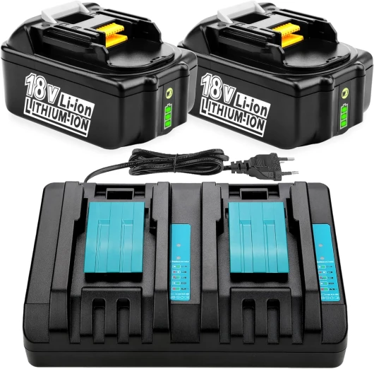 2 Pièces 5.0Ah 18V BL1850 Batterie + DC18RD Chargeur pour Makita 18V Batterie BL1860 BL1850B BL1840 BL1850 BL1830 BL1815