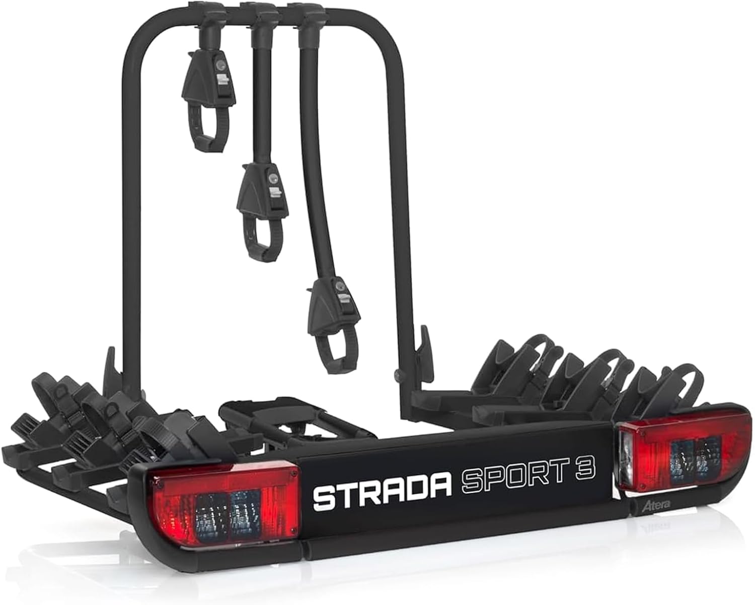 Atera 022695 VP Porte-vélos Strada Sport 3, Porte-vélos d'attelage de voiture avec feux - pour 3 vélos, E-Bikes - Black Edition