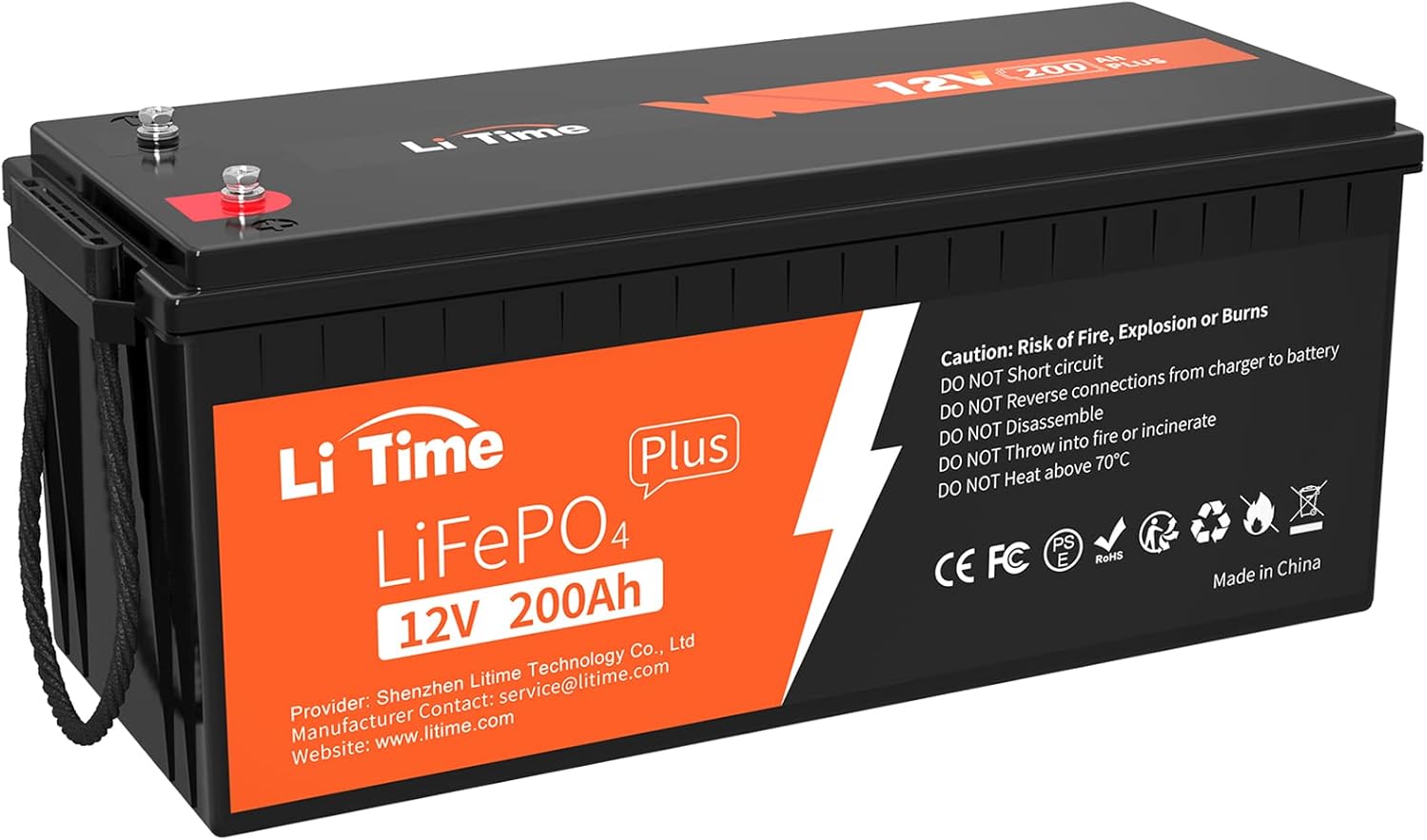 12V 200Ah Plus Lithium Batterie LiFePO4,BMS 200A intégré, 4000+Cycles Profonds, Puissance de Sortie maximale de 2560W,durée de Vie de 10 Ans, Parfait pour RV, Solaire, Marine, Hors réseau
