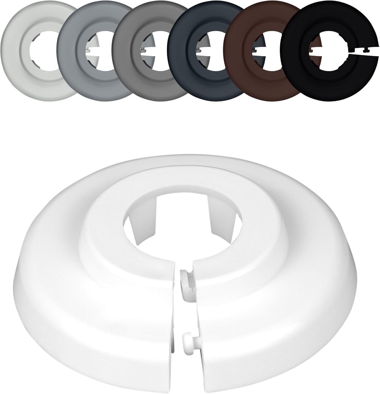 2 Pcs - Rosace radiateur, 12mm-35mm, Blanc Gris Marron Noir, rosace pour tuyaux de chauffage, cache tuyau plomberie, coffrage cache tuyau, cache trou (16mm, Blanc 9016)