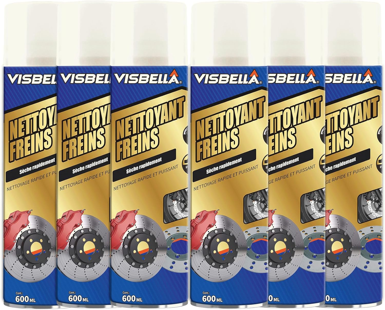 Lot de 6 NETTOYANT Freins 600 ML, Nettoyant pour Freins Voiture/Moto, Brake - Cleaner, Super-Dégraissant, Ultra-Efficace, Rapide et Puissant...