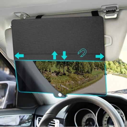 ZDDGNN Extension pare-soleil de voiture, pare-soleil de voiture, fonction anti-reflet, pare-soleil résistant aux UV, adapté aux conducteurs et aux passagers frontaux (Noir)