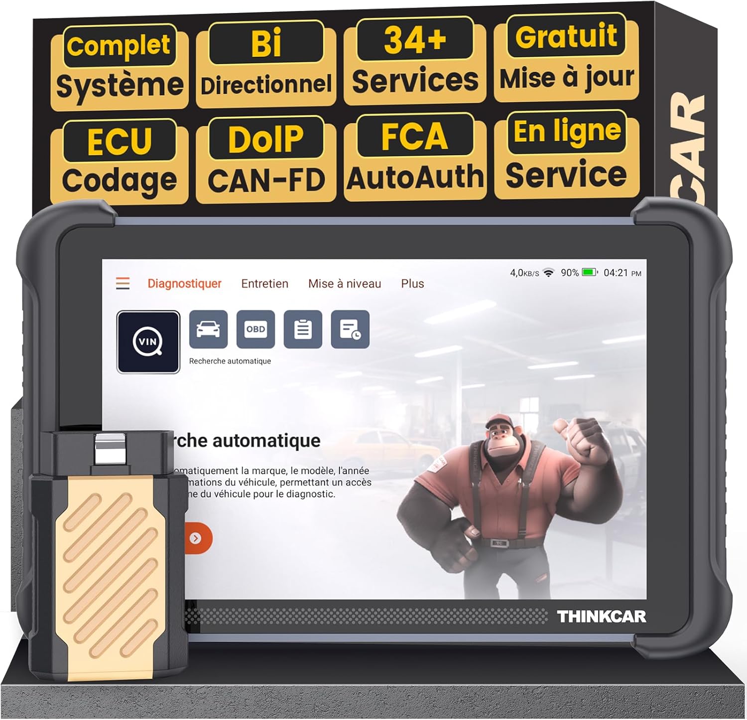 Valise Diagnostic Auto, TK689BT Outil de Diagnostic Bidirectionnel, Diagnostic Automobile Complet, Scanner pour Voiture avec Test d'action, 34+ Réinitialisation, FCA Autoauth, CANFD&DoIP