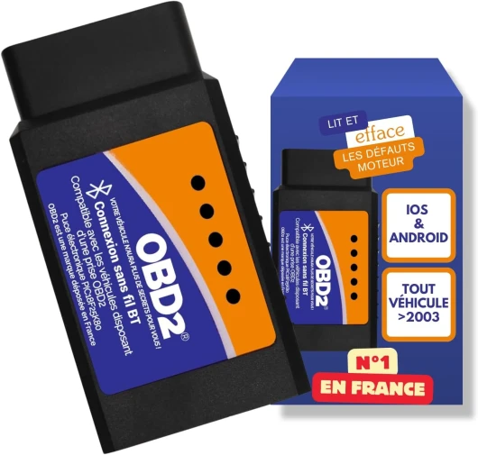 Bluetooth + Support Francais 7/7J - LIT ET EFFACE Les Codes ERREURS en 3 Min ! Valise de Diagnostic Tous VÉHICULES - Android et iPhone - Vendeur Francais avec Support 7/7J 2024