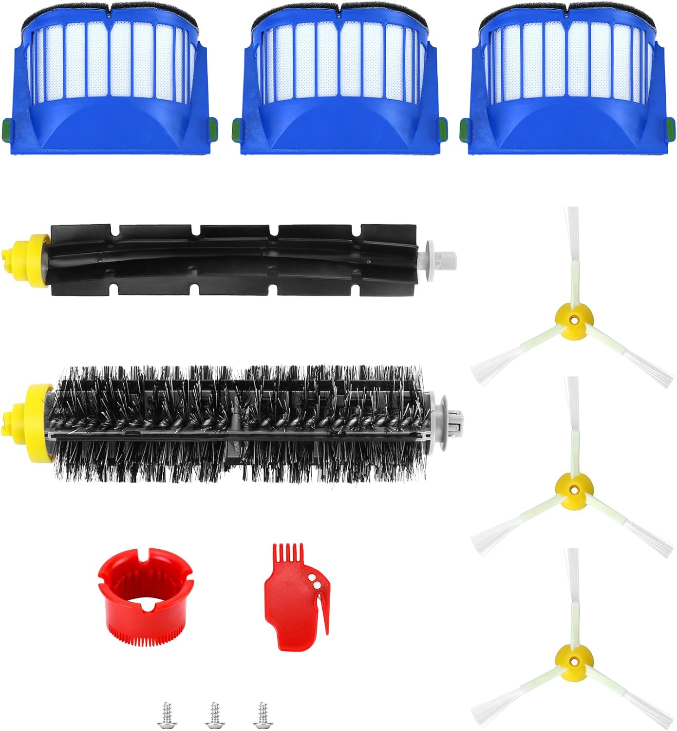 QWORK® Ensemble de 10 pièce détachée Compatible avec Roomba série 600, Filtres+Brosses +Brosses Latérales