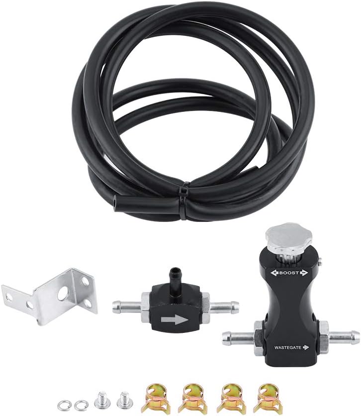 Robinet Turbo,Qiilu Valve bilatérale avec kit de Support Turbo Boost de réglage Manuel réglable Turbo Boost avec Support de Universel