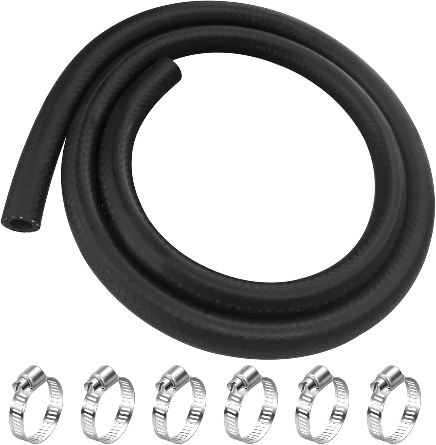 Diompirux 1m Ø 8mm Tuyau de Carburant Kit Conduite de Carburant avec 6 Pièces Collier de serrage en acier inoxydable 304, Tuyau Durite d'essence pour Petits Moteurs, Moto, Voiture, Scooters, Camions