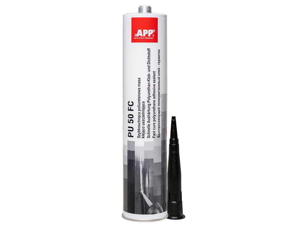 APP PU 50 FC Colle-mastic carrosserie voiture - Colle polyuréthane: excellent pour une utilisation comme colle a pare brise - Mastic colle étanche pour nombreux matériaux - Noir - 310 ml
