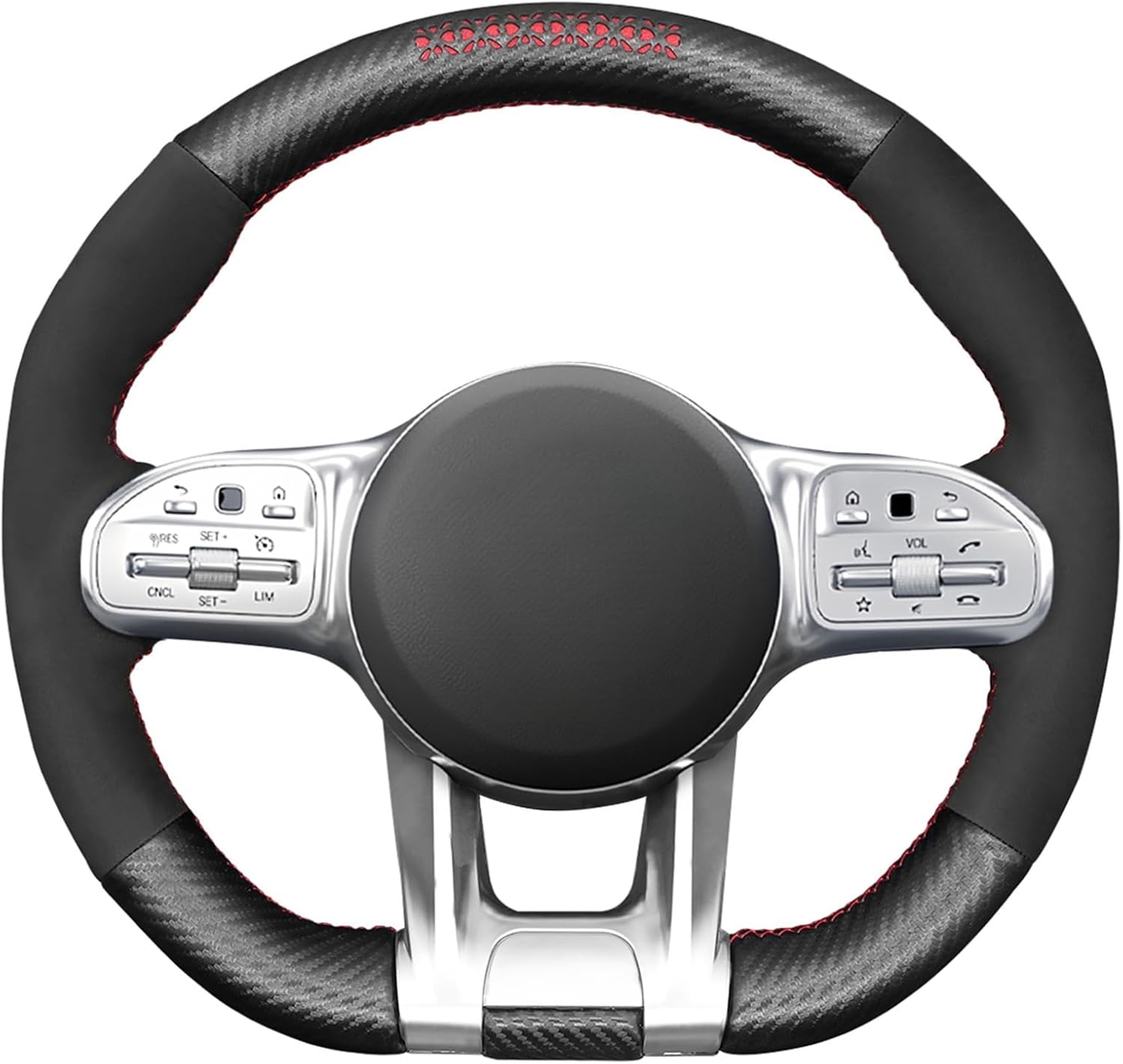 MEWANT Housse de volant pour Mercedes-Benz AMG GT / E63 AMG / G63 AMG / C43 AMG / C63 AMG / CL63 AMG / CLA45 AMG / CLS53 AMG / E53 AMG / E63 AMG / GLA35 AMG / GLA45 AMG / GLB35 AG 35 AMG