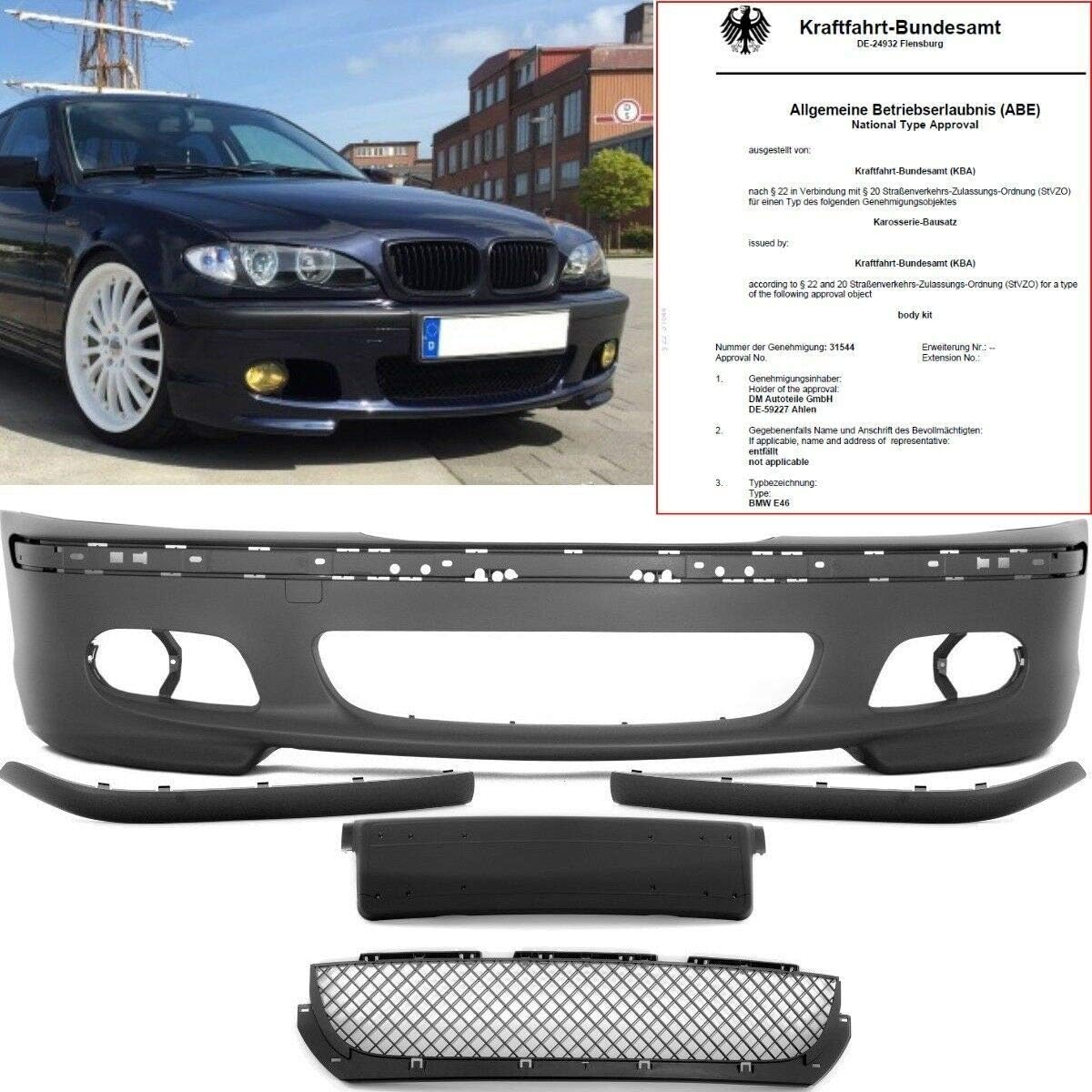 DM Autoteile Pare-chocs avant Sport apprêté + ABE + convient pour E46 pas M-Technik II M