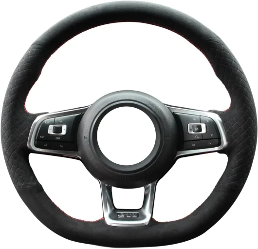 MEWANT Couvre-volant en alcantara cousu à la main pour Volkswagen VW Golf 7 GTI/Polo GTI/Arteon (R-Line)/Tiguan (R-Line)/Touran (R-Line)/T-ROC (R-Line)/Jetta (GLI)/Passat/Passat Variant