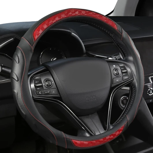 Black Panther Caches de Volant personnalisée pour Volkswagen, Toyota, Mercedes, Peugeot, BMW, Renault, Audi, Ford, Skoda, Hyundai, Kia, Taille Universelle 37-38cm (14.5-15")- Rouge