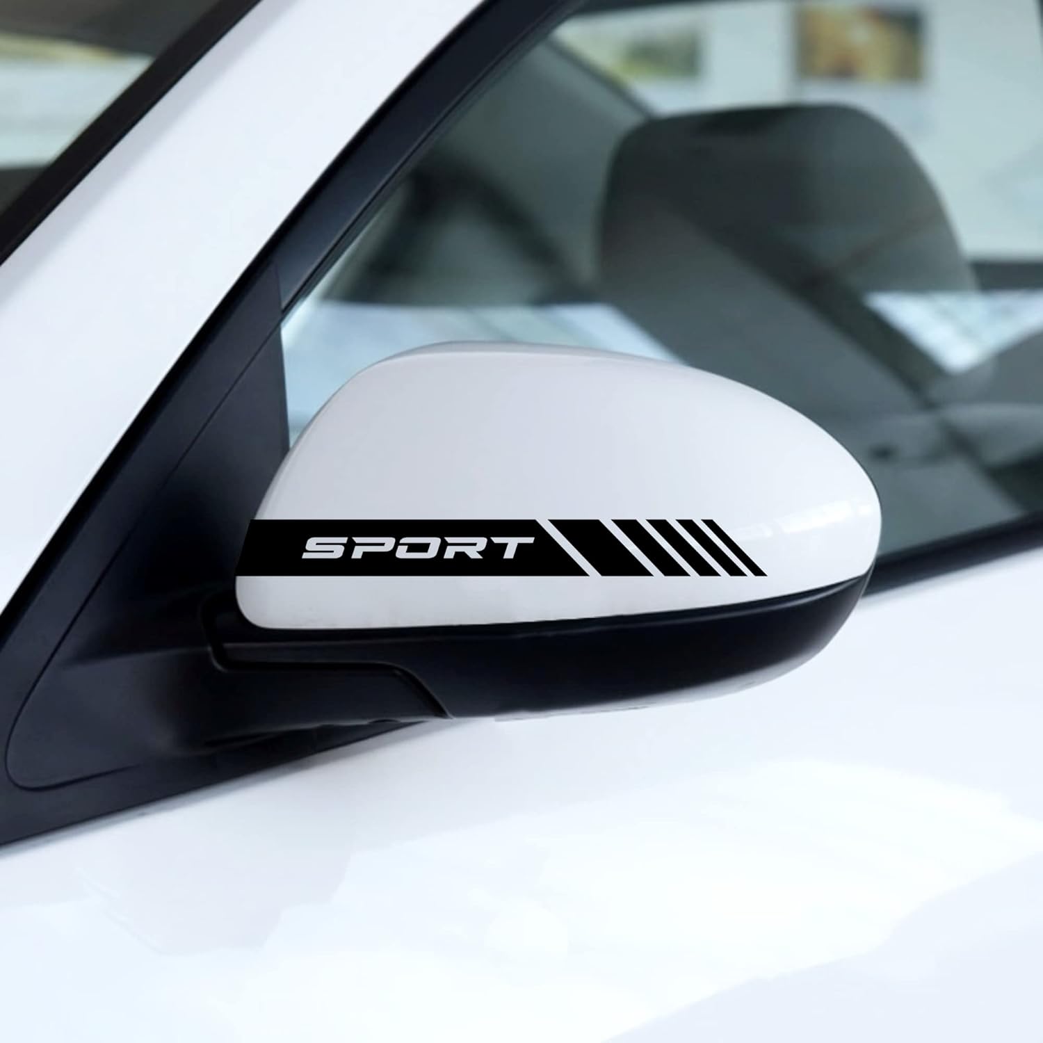 Autocollants Stickers Rétroviseur de Voiture avec Rayures Design Stripes - 6 Unités de Largeurs Différentes pour Deco Tuning Voiture Design Sport (Noir)