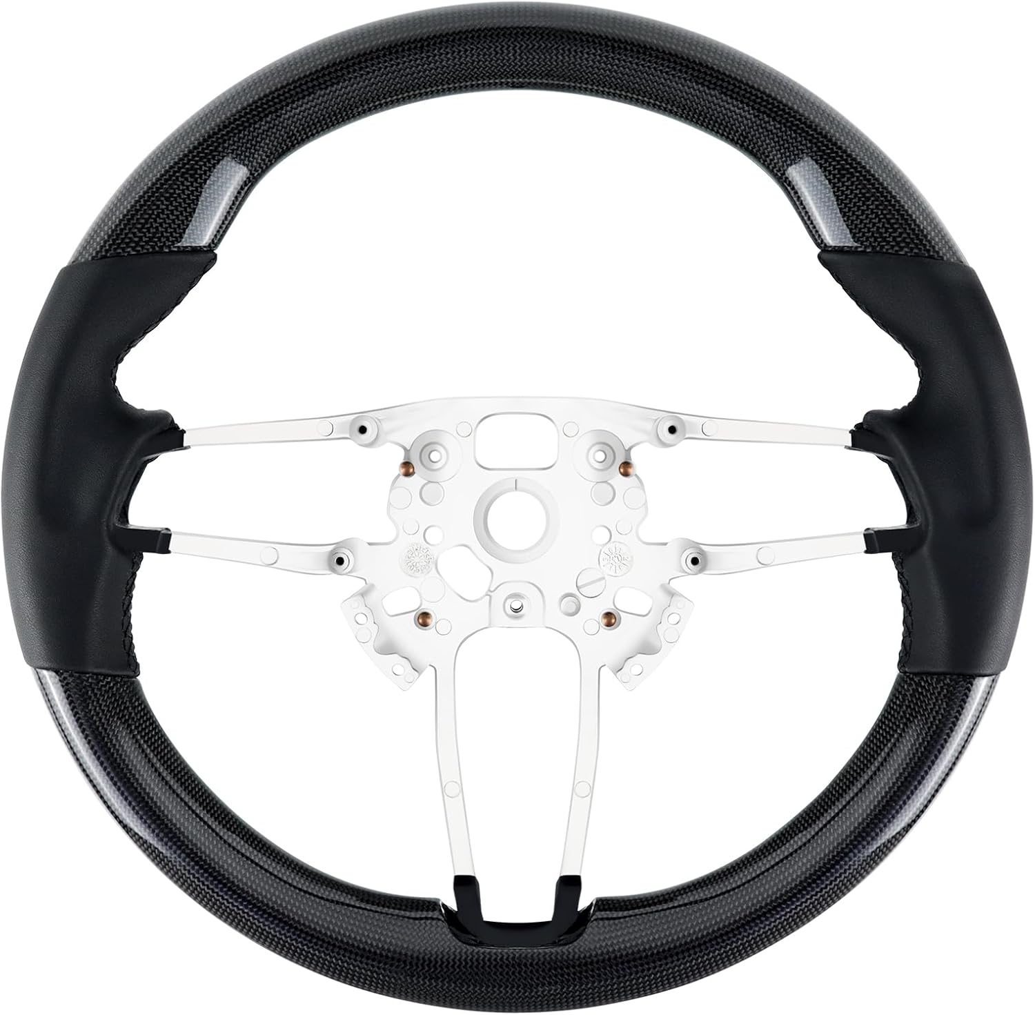 Acclcors Volant en fibre de carbone personnalisé, poignée en cuir pour Porsche 911 16-18/Panamera 17-20/Cayenne 15-21/Macan 14-21/718 16-21