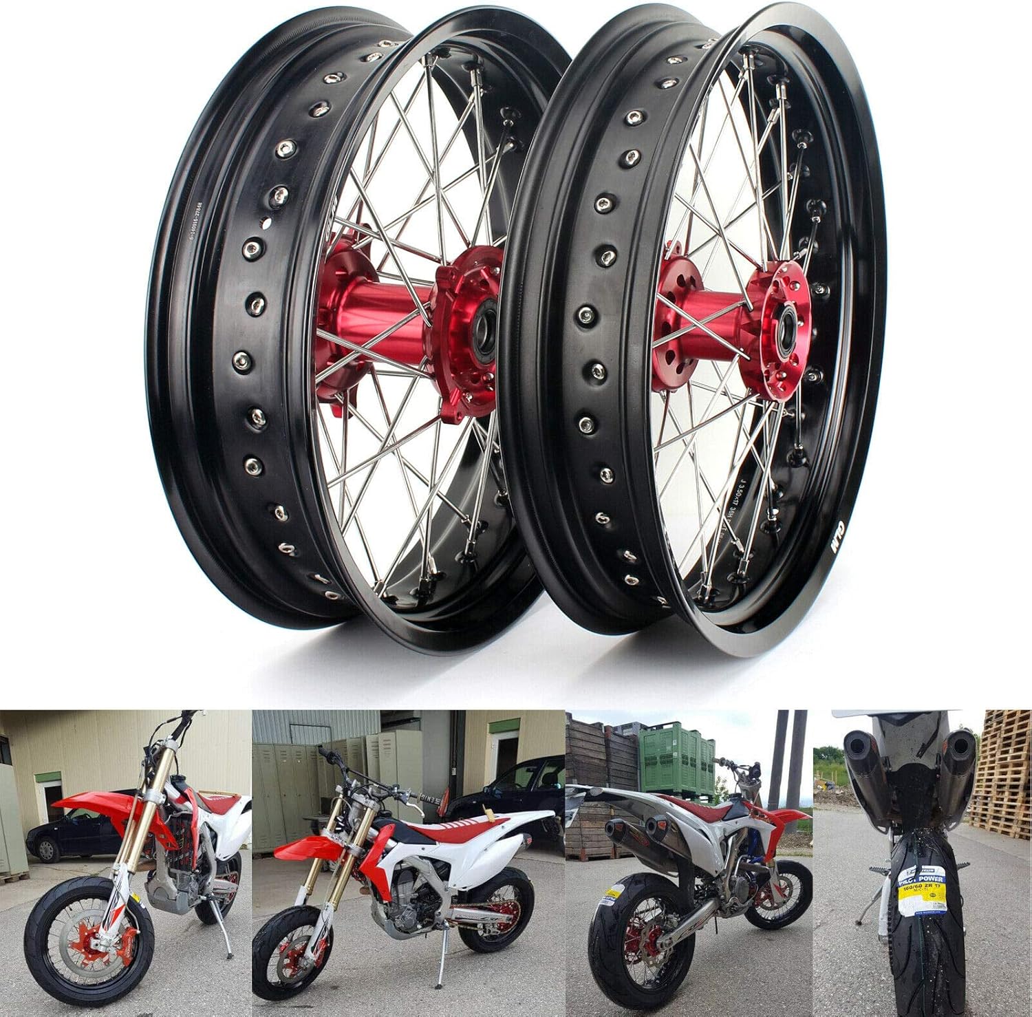 17 Supermotard Roues Jantes Moyeu pour Honda CRF250R 2004-2013 CRF450R 02-12 CRF 250 450 R