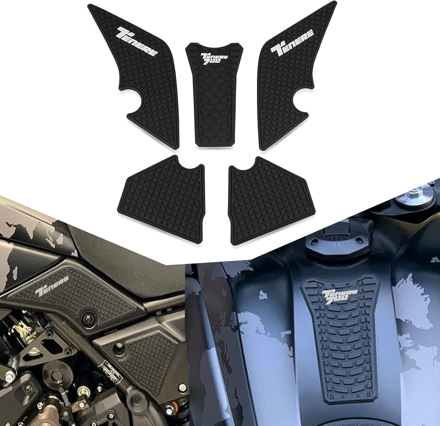 Tenere 700 T7 Autocollant de Réservoir Kit de Protection de réservoir pour TENERE 700 Rally 2019-2023 T7 Rally XTZ690 XTZ700 2019 2020 2021 2022 2023 - Negro