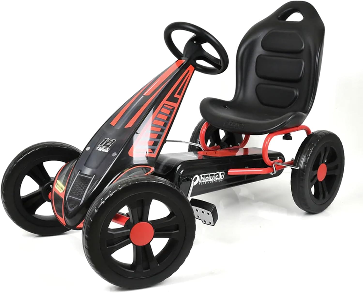 Kart a Pedale GoKart Cyclone, Avec Frein à Main et Siège Baquet Réglable -Utilisable de 4 à 10 Ans - Noir Rouge