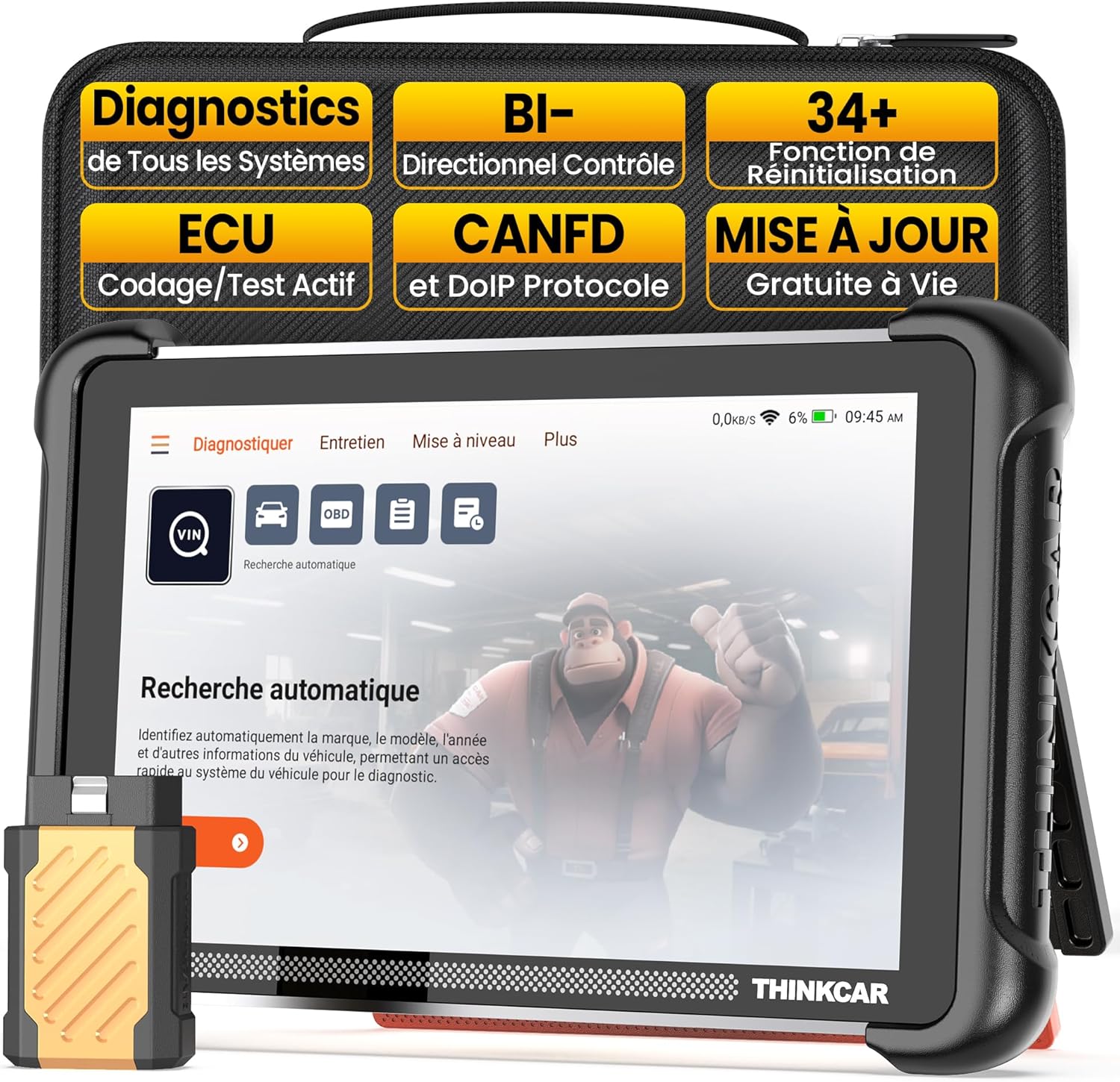 Outil D'analyse Bidirectionnel sans Fil, Outil de Diagnostic Automobile Tous Systèmes THINKSCAN 689BT, Scanner OBD2 Bidirectionnel avec Codage ECU, 34 Services, FCA AutoAuth, CANFD et DoIP