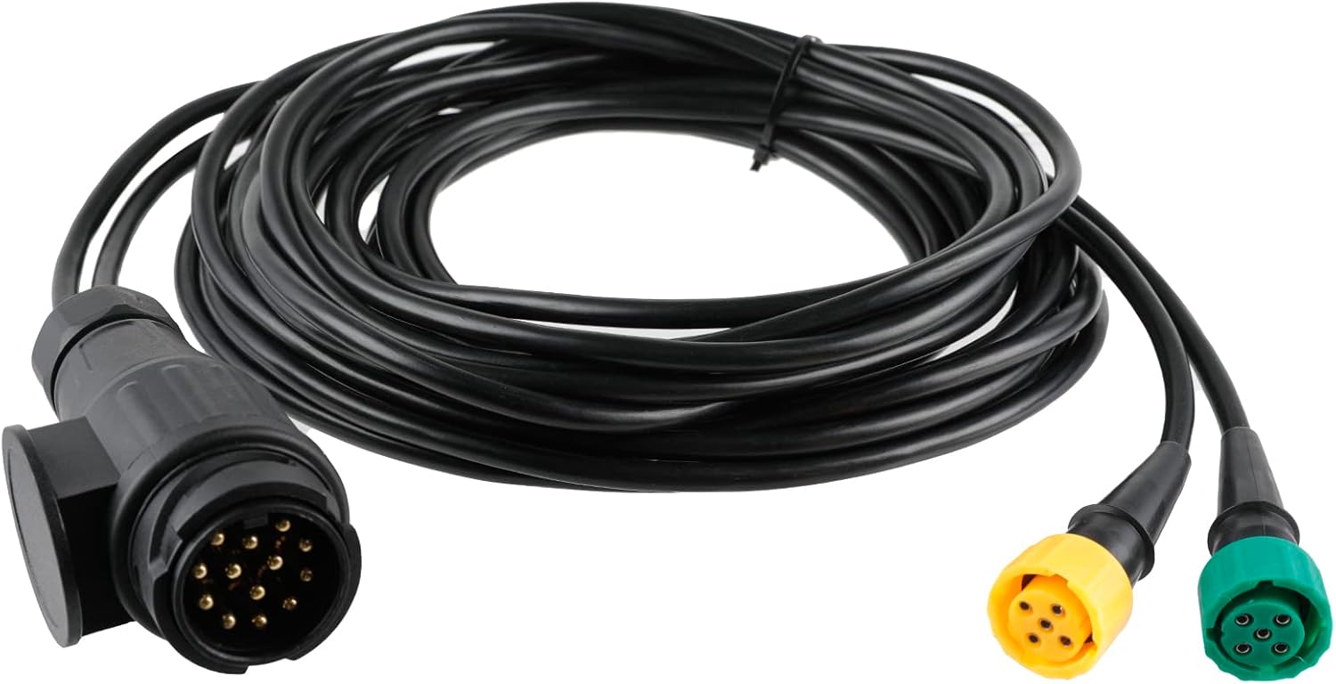 Câble de Remorque 5 m Fiche 13 Broches et 2X Connecteur Faisceau de Câblage à 5 Broches avec Connecteur à Baïonnette pour Éclairage de Remorque Feux Arrière