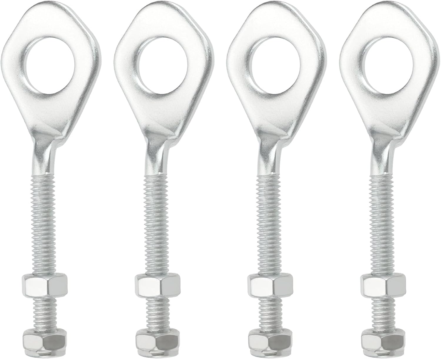 Briny River Lot de 2 Paires de Tendeurs de Chaîne de 12 Mm Ajusteurs d'essieu de 12 Mm avec écrous pour Moto Tout-Terrain 110 CC 125 CC ATV Quad Silver