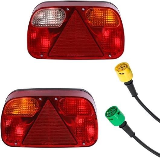 Kit de Feux Arrière de Remorque Éclairage pour Camion Lampe De Freinage Indicatrice Kit de Câblage Avec 2pcs Câble de 5 Fils Long de 30cm Approprié à Remorque Caravane ou Camion