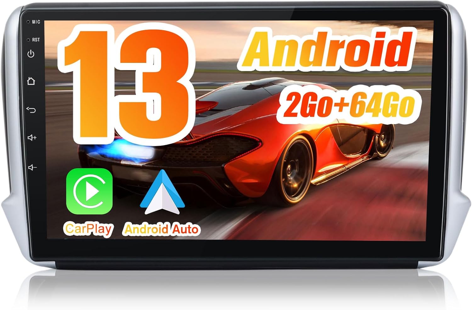 Autoradio Android 13 pour Peugeot 208/2008 (2012-2018) [2Go+64Go] avec Carplay Android Auto 10.1 Pouces Écran Tactile GPS Bluetooth Wi-FI/SWC/Aide au Parking