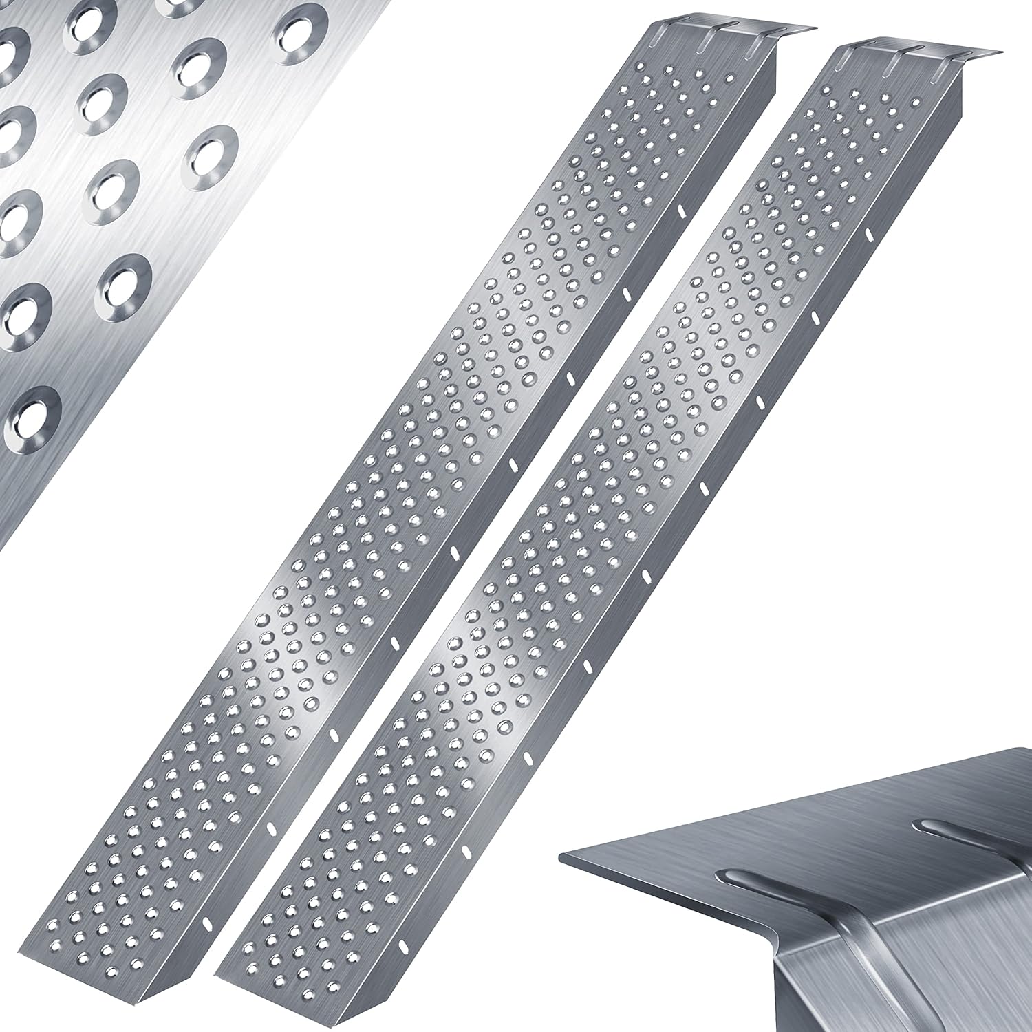 MASKO® 2X Rampe d'accès 400 kg - Rampe de Chargement - Rail de Chargement - Acier galvanisé - Antidérapant - 200 kg* pièce - 400 kg* la Paire - Rampe de Chargement pour Moto Tout-Terrain Quad Voiture