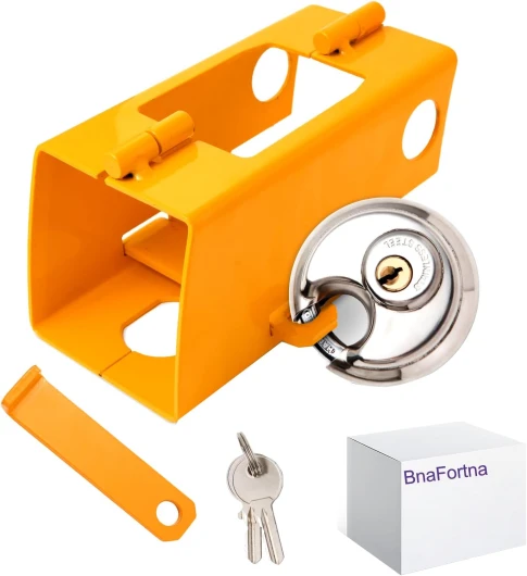 BnaFortna Antivol Remorque -Verrouillage de la Remorque,Antivol remorque attelée et Non attelée,Cadenas Rmorque avec 2 Clés