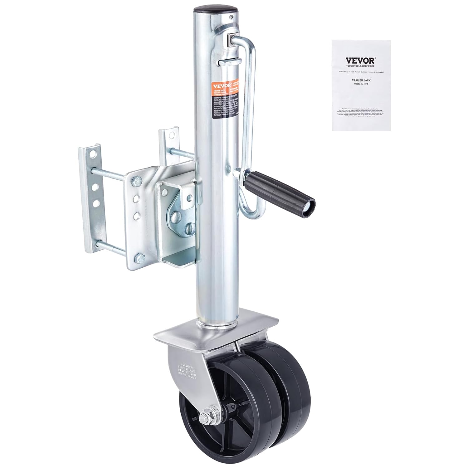 Cric de Remorque pour Bateau, Charge 907 kg Roue Jockey de Remorque avec Roues en PP et Poignée pour Soulever Remorque de Camping-Car, Remorque à Chevaux, Remorque Utilitaire, Remorque de Yacht