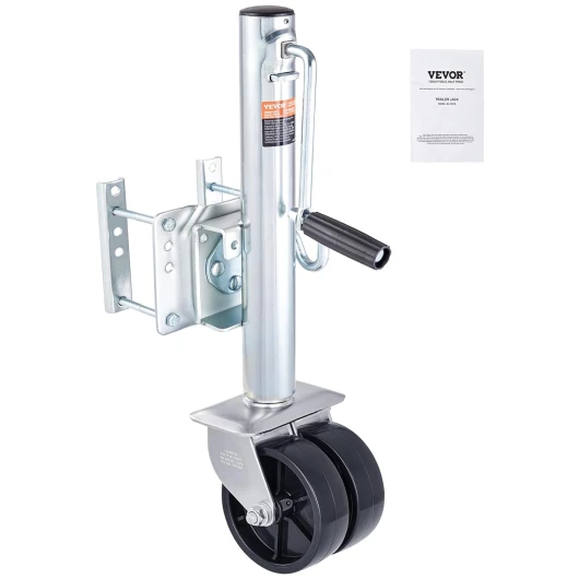 Cric de Remorque pour Bateau, Charge 907 kg Roue Jockey de Remorque avec Roues en PP et Poignée pour Soulever Remorque de Camping-Car, Remorque à Chevaux, Remorque Utilitaire, Remorque de Yacht