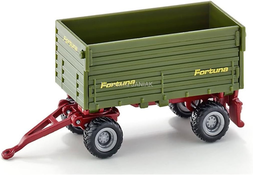 1077, Remorque 2 Essieux, Métal/Plastique, Vert, Benne À Bascule Latérale